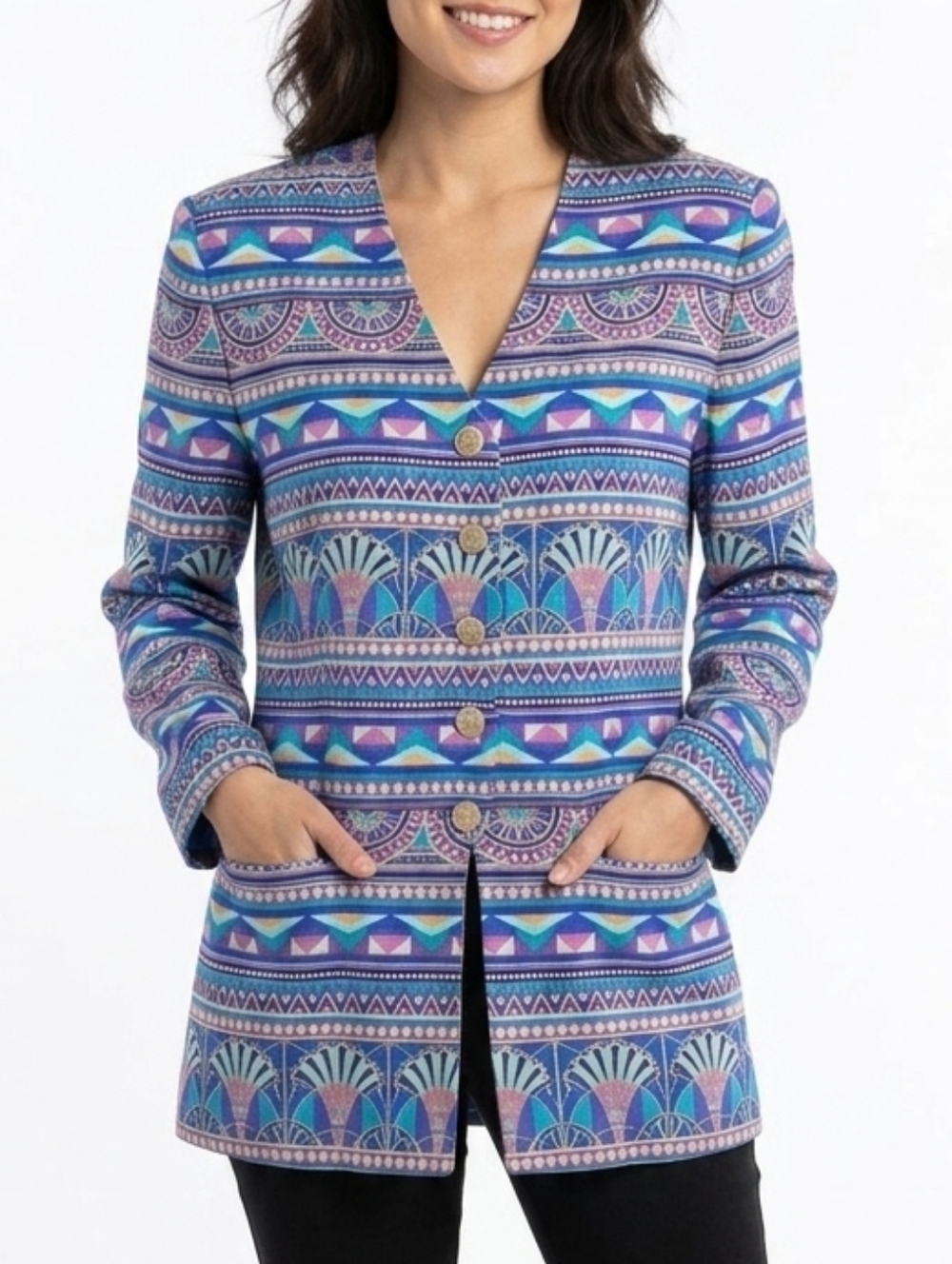 Vintage Adrianna Papell Geometric Patterned Blazer